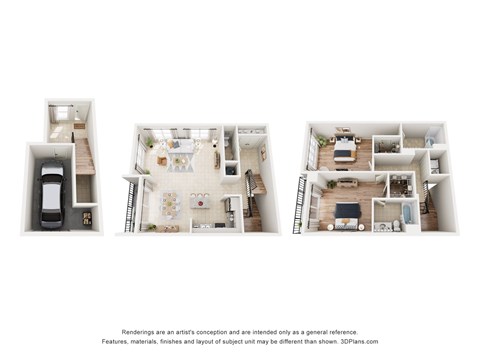 Floor plan for 2 beds, 2.5 baths, 1519 sqft